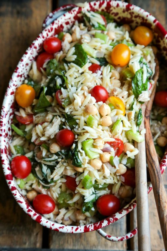 Tuna and Orzo Pasta Salad - One bowl is all you need for this beauty!! And it's HEALTHY!