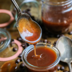 Homemade Coffee Salted Caramel Sauce - Perfect on ice cream or in your morning coffee! Keep a jar in the fridge for when the craving strikes!