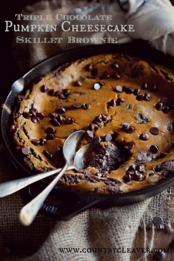 Triple Chocolate Pumpkin Cheesecake Skillet Brownie and 25 Other Insanely Delicious Cast Iron Desserts
