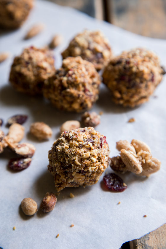 Honey Almond Cranberry Energy Bites - The perfect on the go snack, with protein, and fiber to keep you going!