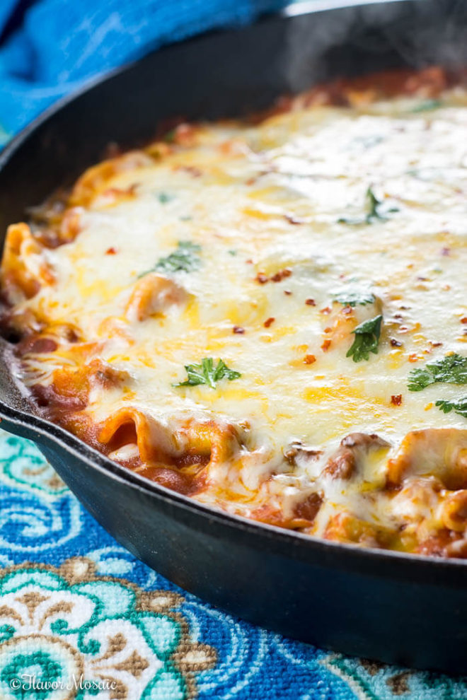 Flavor Mosaic Cheesy-Tortellini-Skillet-Lasagna-50 One Skillet Dinners