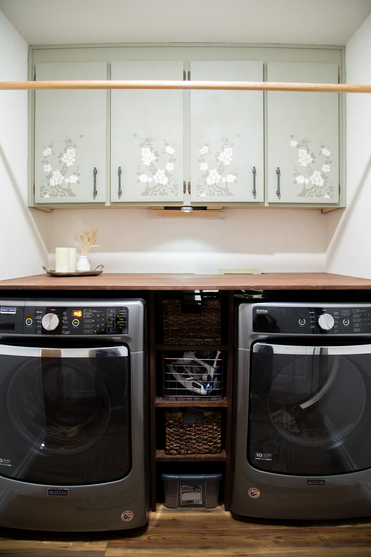 Laundry Room Final Reveal With Maytag, How To Build A Countertop Over Washer And Dryer
